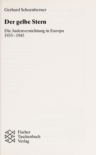Gerhard Schoenberner: Der gelbe Stern (German language, 1991, Fischer)